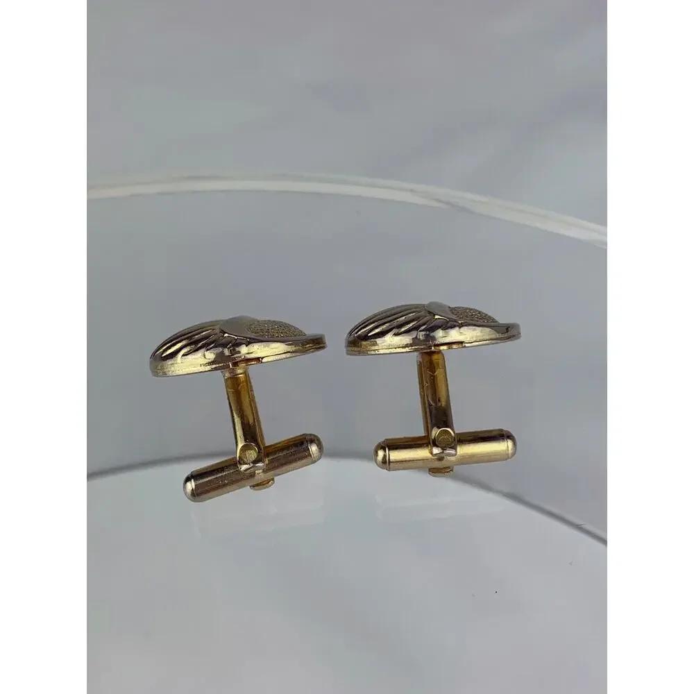 Retro 1980’s Style Button Gold Tone Cufflinks Flashy Funky Statement VTG N1